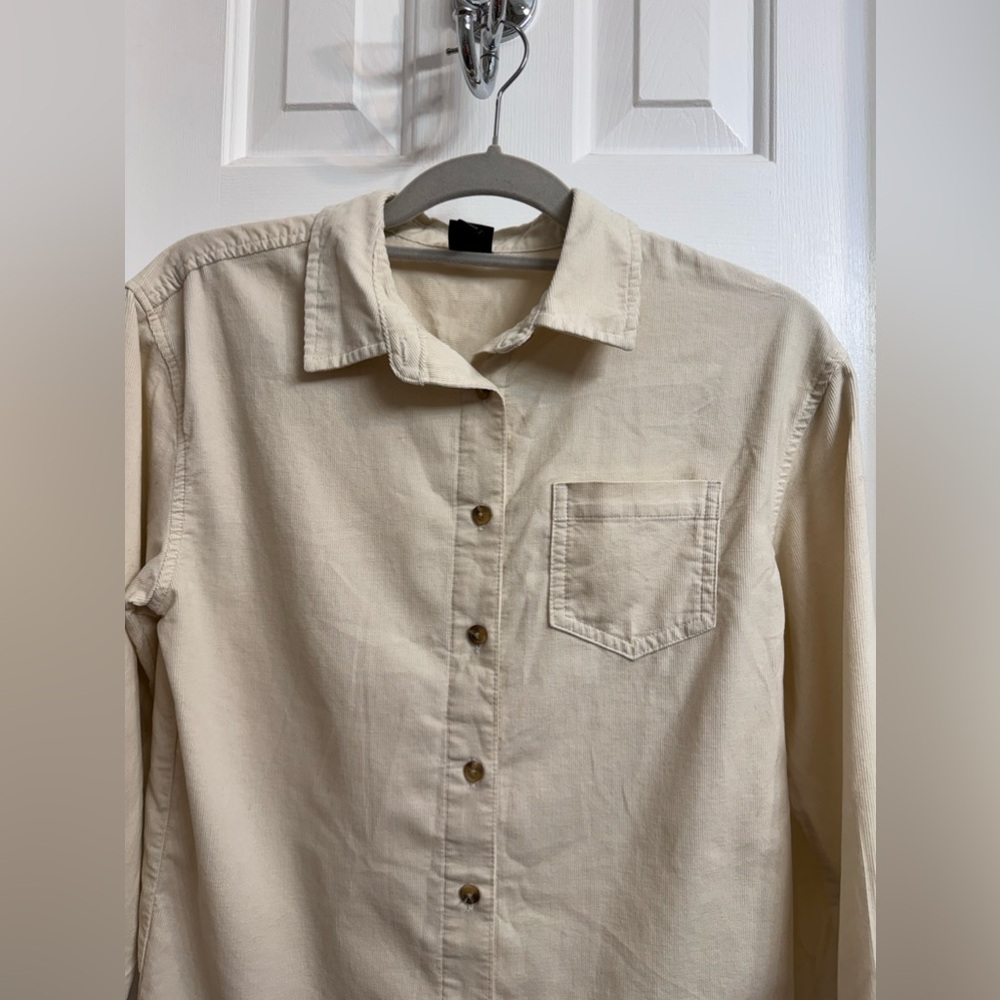 Corduroy! NEW Girl's Art Class Ivory Soft Corduroy Button Up Long Sleeves Shirt - Picture 10 of 14